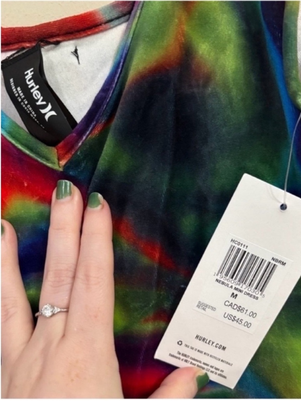 Hurley Multicolor Tie-Dye Velour Nebula Mini Dress - Picture 3 of 6